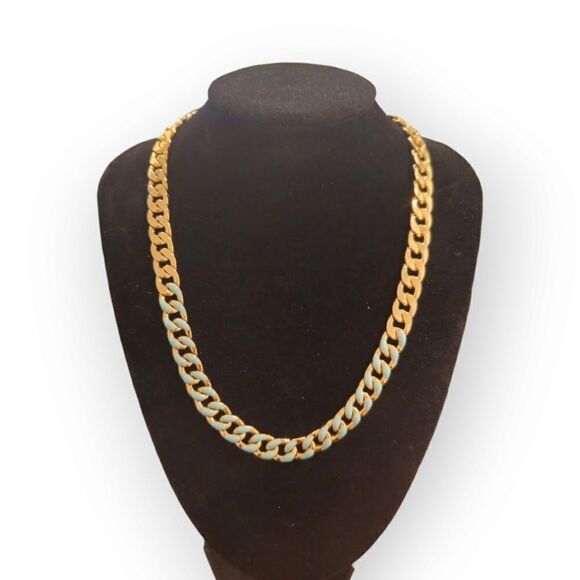 Reversible Touch of Blue Gold-tone Curb Chain Necklace - Picture 4 of 15